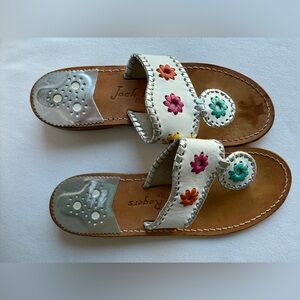 Jack Rogers White Sandals with Colorful Floral Accents